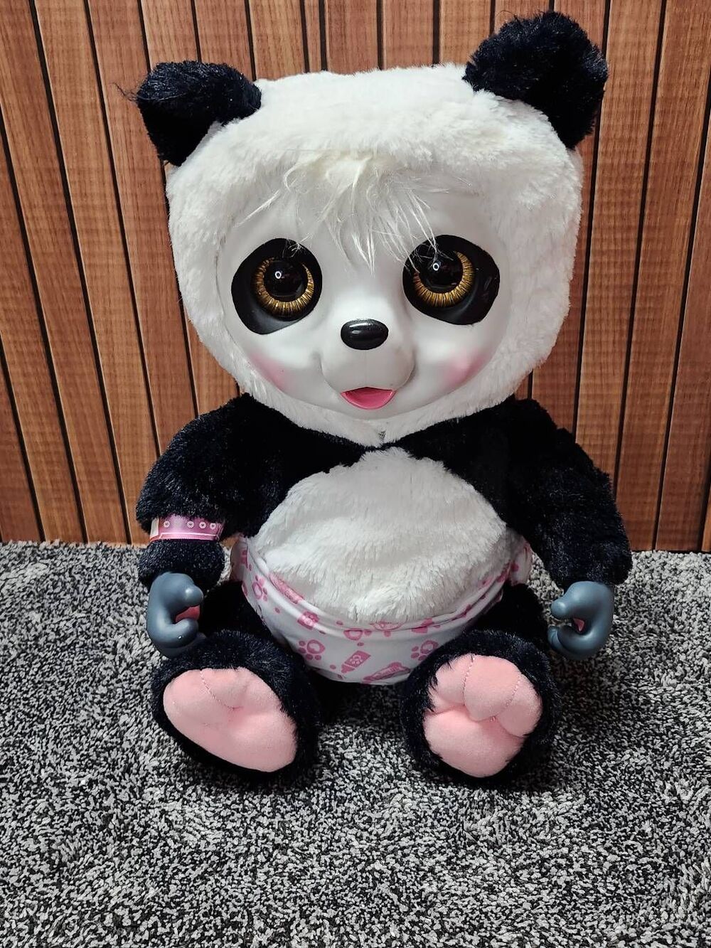 Jakks Pacific 2015 Plush Animal Babies Nursery Black White Panda Toy #A76